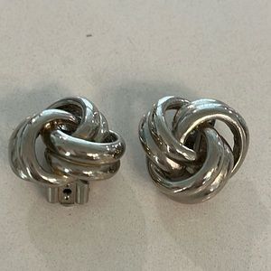 Vintage silver love knot clip on earrings